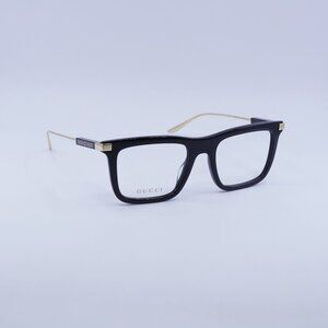 Gucci GG1438O 001 Eyeglasses Black/Gold 53mm Square Frame